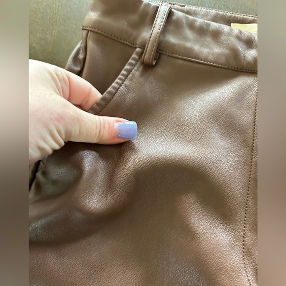 Meshki Tyra straight leg faux leather chocolate brown pants - Picture 13 of 14